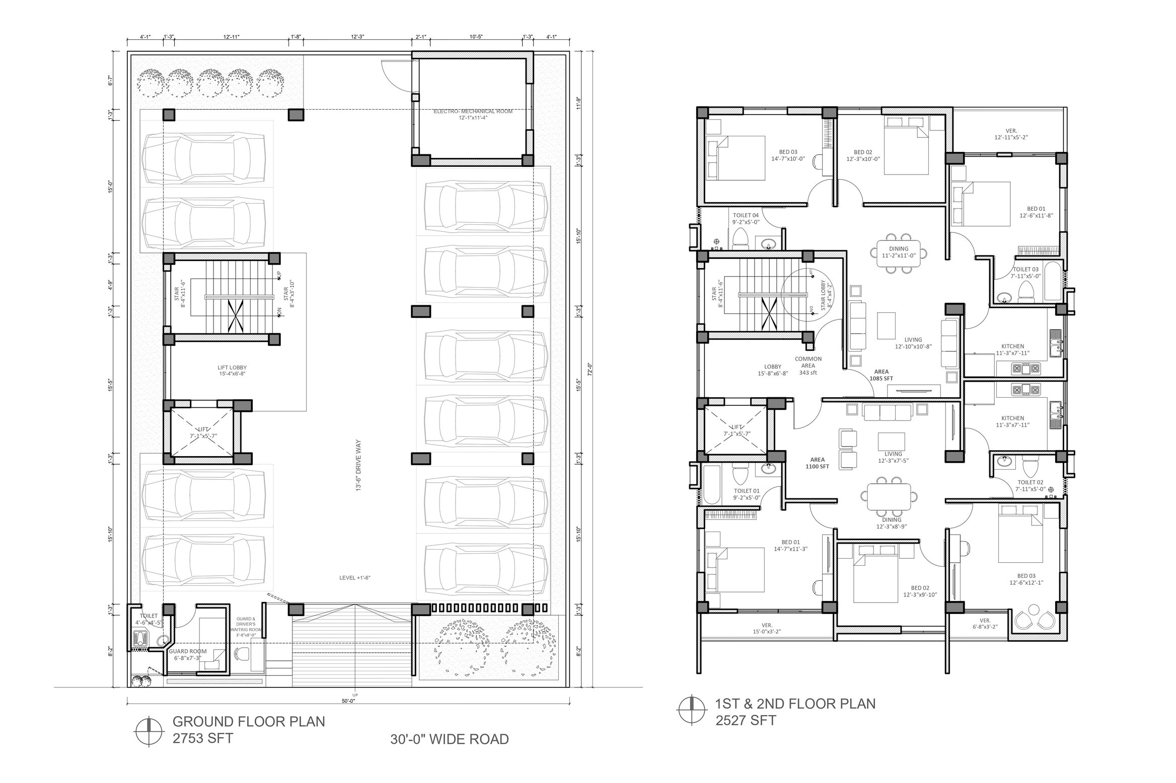Ground, 1st and 2nd Floor plan